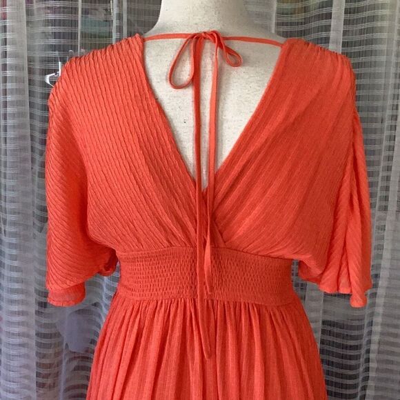 Flying Tomato Women’s Small “You Found My Heart” Orange Woven Maxi Dress - Picture 7 of 8